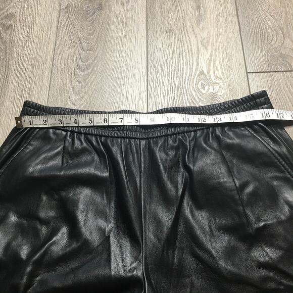 HUGO BOSS Womens Faux Leather Elastic Waist Motorcycle Ankle Pants Black US 10 - Picture 7 of 10